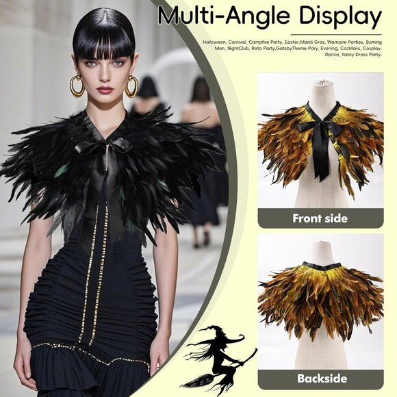 🆕Women Yellow Cape Shawl Witch Shoulder Wrap Cosplay Costumes Halloween - Picture 4 of 7